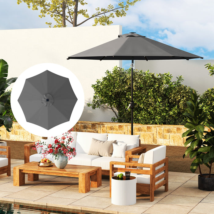 Grey 3m Replacement Parasol Canopy UPF 50 Plus with Top Vent Fits 8 Rib Frames by Outsunny