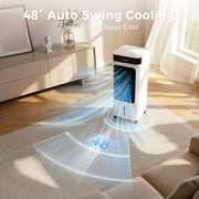 Portable Air Cooler with Fan and Humidifier for Quiet Room Cooling | Remote Control  | White Homcom
