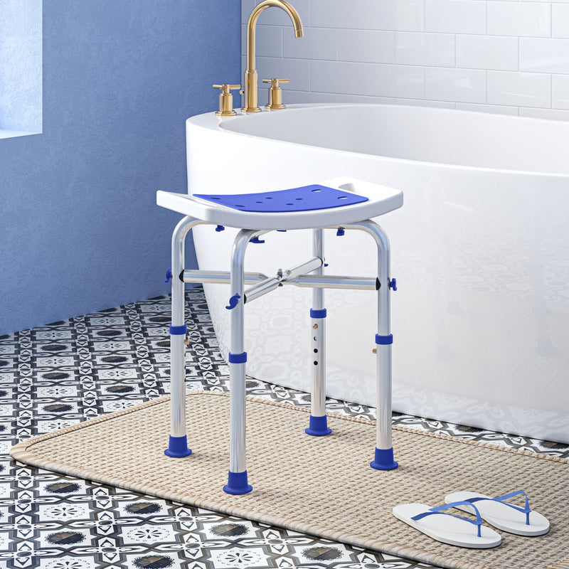 White Adjustable Aluminium Shower and Bath Stool 44-51.5 cm by HOMCOM