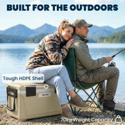 Cooler Box for Camping and Picnics Keeps Food and Drinks Cold for 72 Hours Khaki Black Outsunny