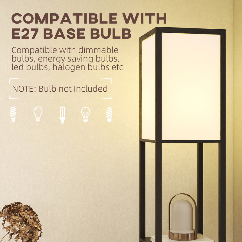 Modern Floor Lamp with 3 Storage Shelves for Living Room or Bedroom Lighting Black AOSOM