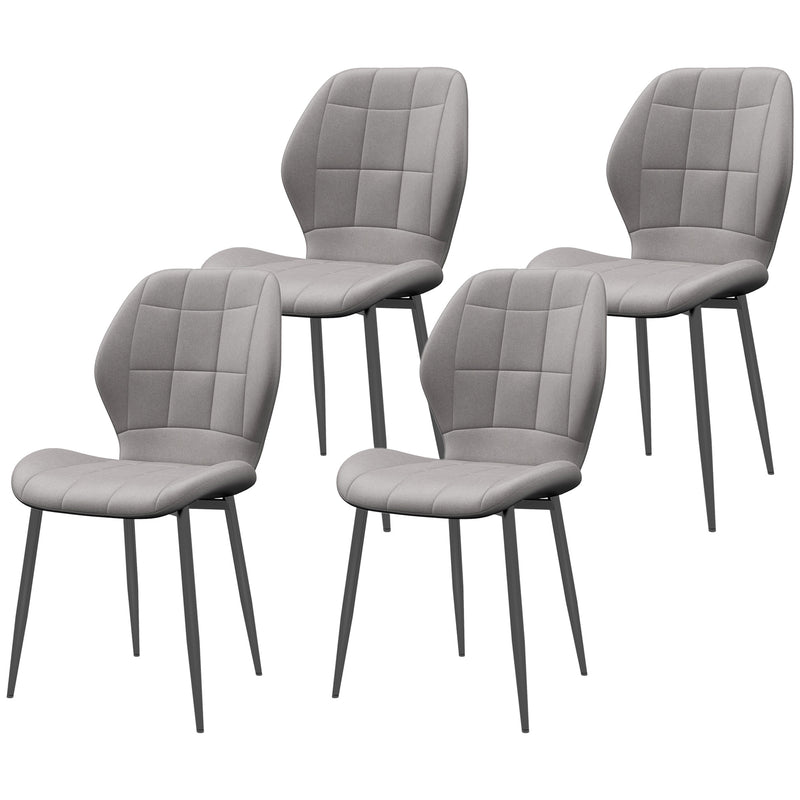 Set of 4 Flannel Tub Dining Chairs with Padded Seats for Kitchen or Lounge Light Blue