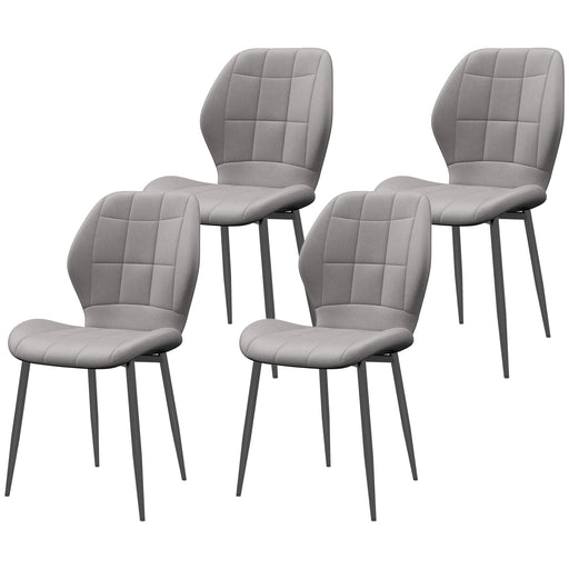 Set of 4 Flannel Tub Dining Chairs with Padded Seats for Kitchen or Lounge Light Blue