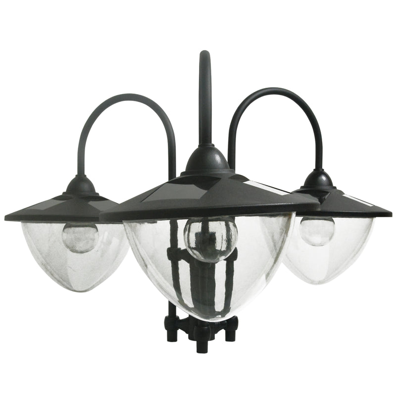 189cm Black Solar Lamp Post with Planter 3 Head Automatic LED Street Light by Outsunny