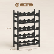 Wine Rack for 20 Bottles Compact Steel Frame for Small Kitchens or Living Rooms Black Homcom
