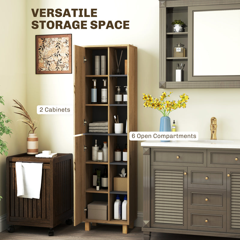 Slim Wooden Bathroom Cabinet With Multi-Storage by HOMCOM