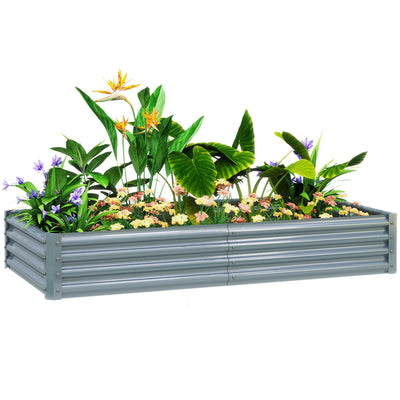 Silver 180 x 90cm Galvanised Steel Raised Garden Planter for Vegetables by Outsunny