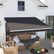 Black 3 x 2.5m Retractable Garden Awning Manual Canopy Sun Shade With Crank Handle by Outsunny