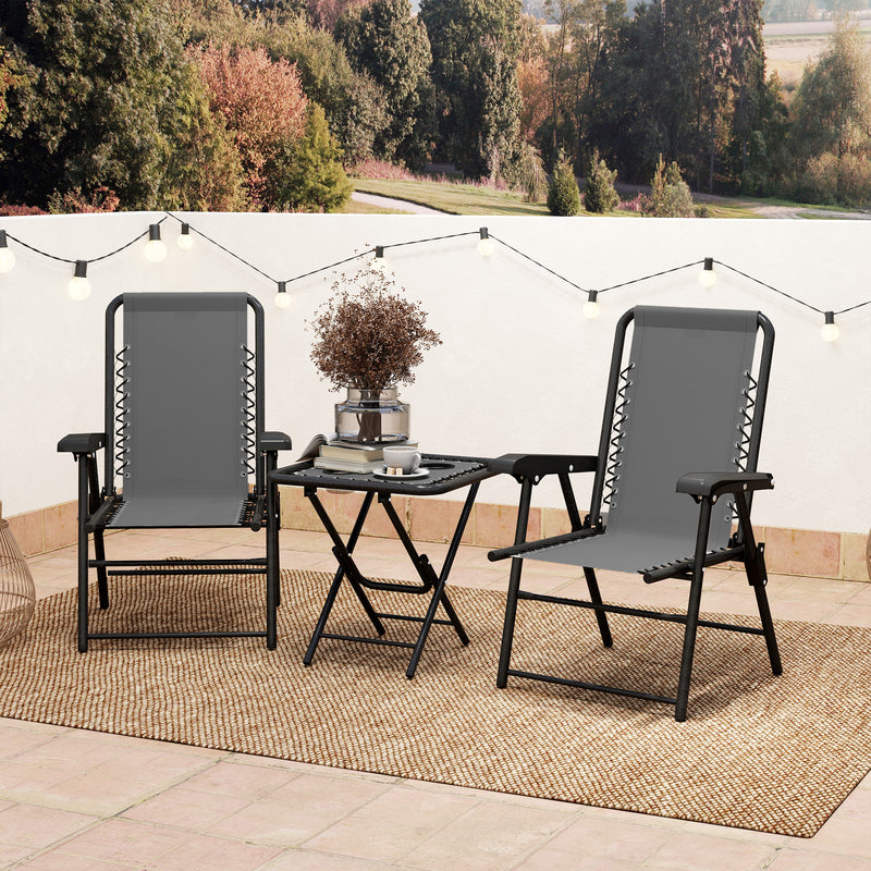 Three Piece Garden Table and Chair Set Dark Grey by Outsunny
