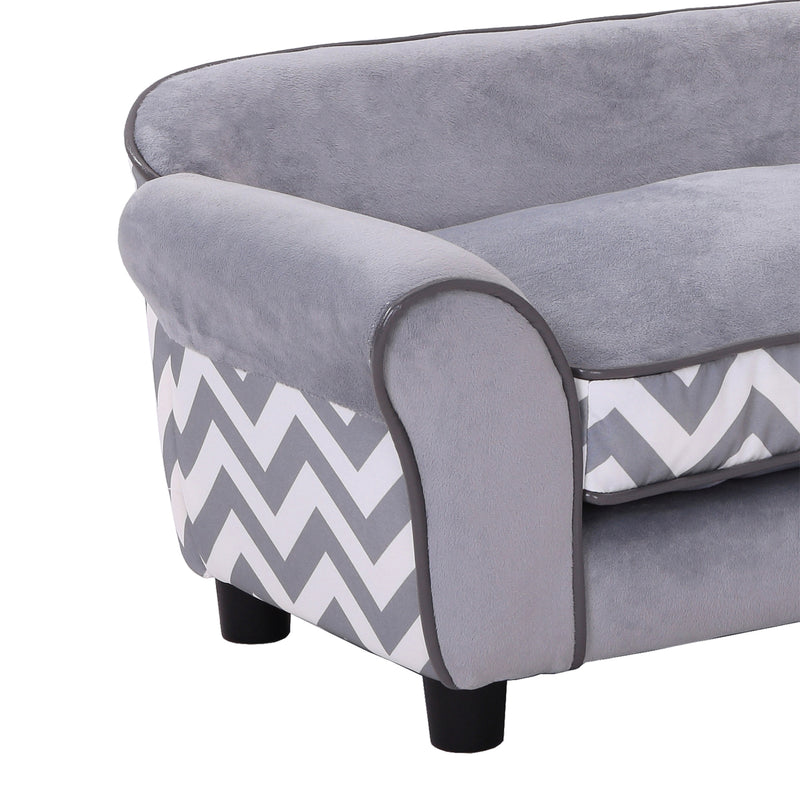 Small Dog Sofa Bed with Soft Cushion and Washable Cover for Indoor Lounging Grey