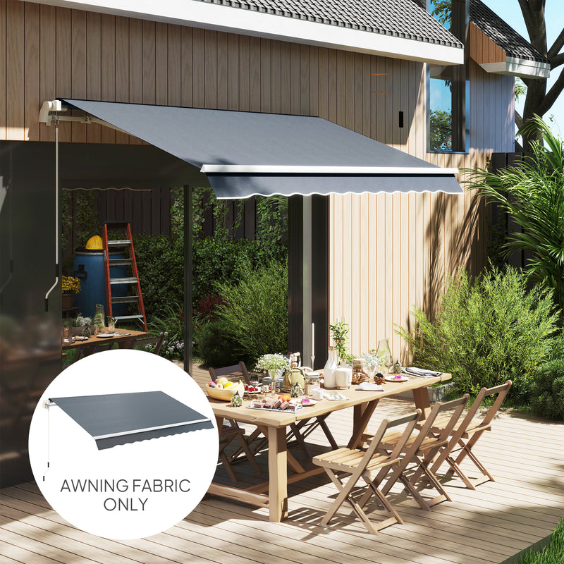 Grey Awning Replacement Canopy Water Resistant UPF 50 Plus Sun Shade Cover for 3 x 2.5m by Outsunny