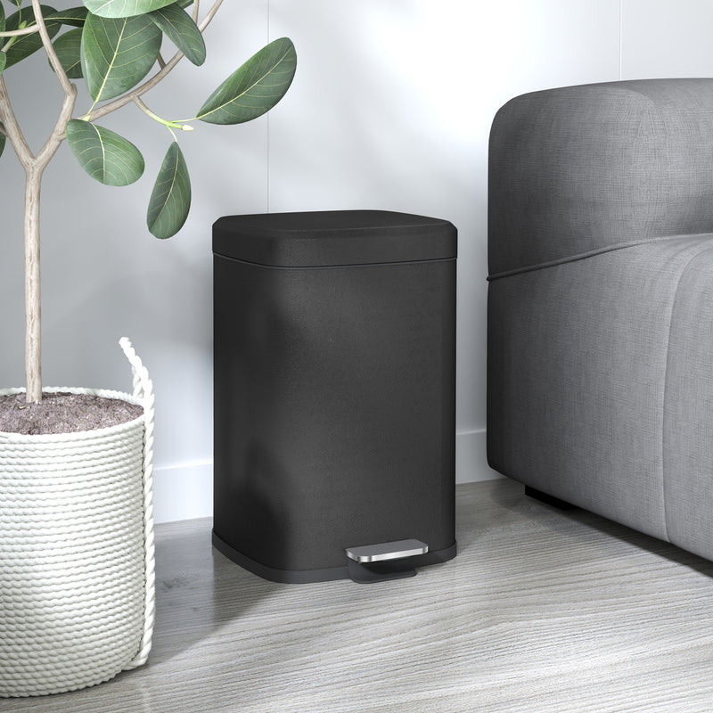 Black 20L Modern Metal Kitchen Bin With Boxy Design by HOMCOM