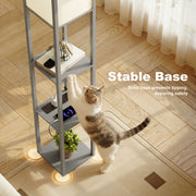 Floor Lamp with Shelves for Extra Storage and Soft Lighting in Small Living Rooms Grey White Homcom