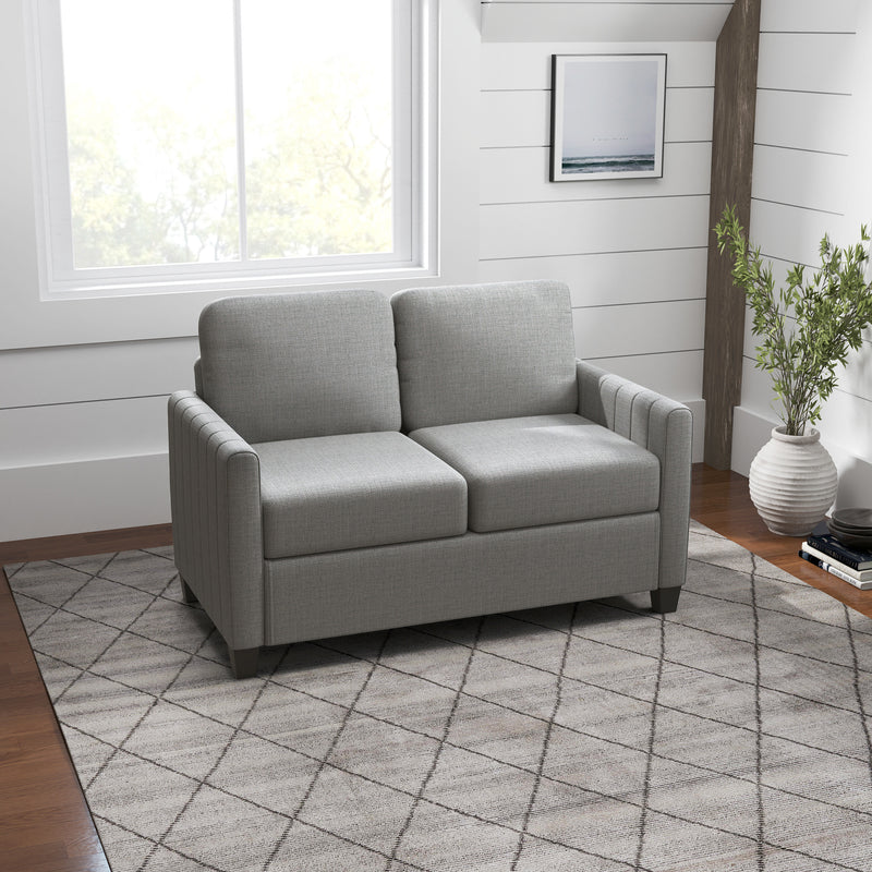 Light Grey 2 Seater Fabric Sofa Comfy Upholstered Loveseat with Spring Cushion by HOMCOM