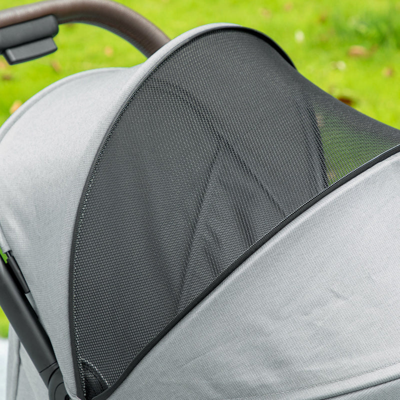 Foldable Baby Stroller with Adjustable Recline and Storage Basket Lightweight Light Grey AOSOM