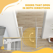 Tall Pet Safety Gate with Door 77cm High Adjustable 76-104cm for Stairs and Doorways by PawHut