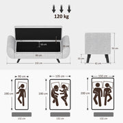 Light Grey Upholstered Storage Ottoman Bench with Armrest and Wooden Legs by HOMCOM