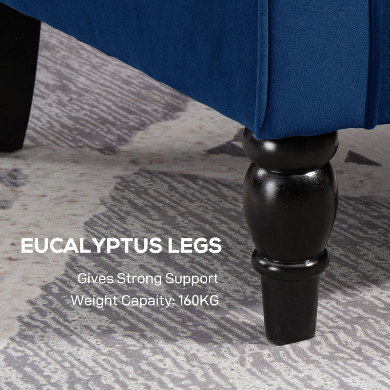 Retro Wingback Accent Chair With Button Tufting For Living Room Or Bedroom, Blue