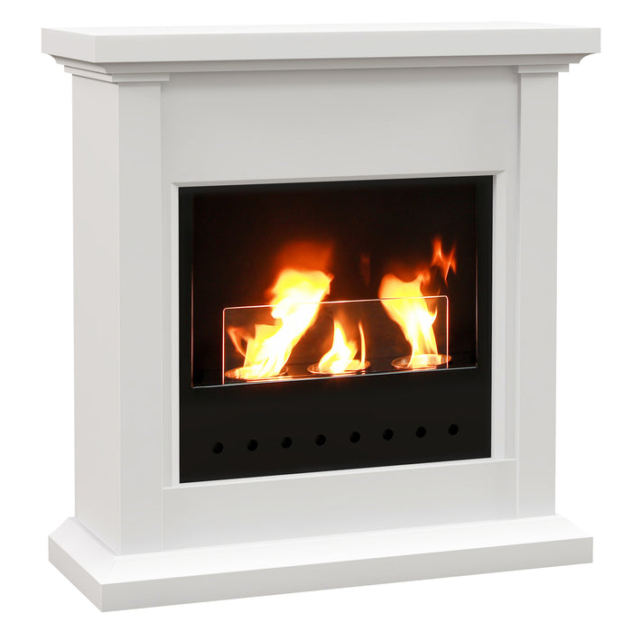 White Bioethanol Fireplace Heater With Mantelpiece by HOMCOM