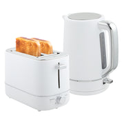 White 1.7L Fast Boil Cordless Kettle and 2 Slice Toaster Set With 6 Browning Levels by HOMCOM