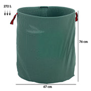 Set of 3 Green 272L Heavy Duty Garden Waste Bags With Handles Foldable and Reusable by Outsunny