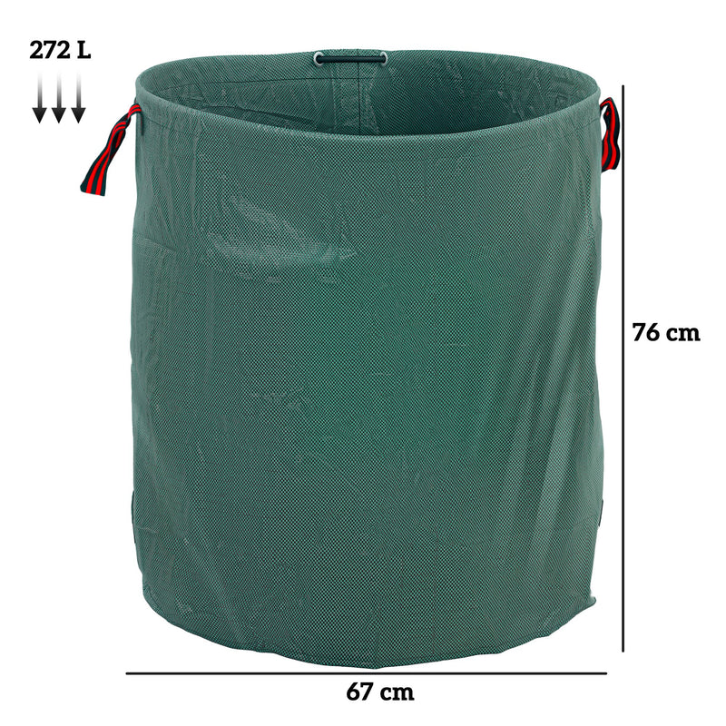 Set of 3 Green 272L Heavy Duty Garden Waste Bags With Handles Foldable and Reusable by Outsunny