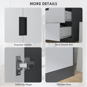 Modern 2 Door Bedroom Wardrobe With Hanging Rail and 3 Storage Drawers, Grey