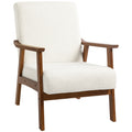 Accent Chair with Soft Boucle Upholstery for Reading Nook or Bedroom White Brown