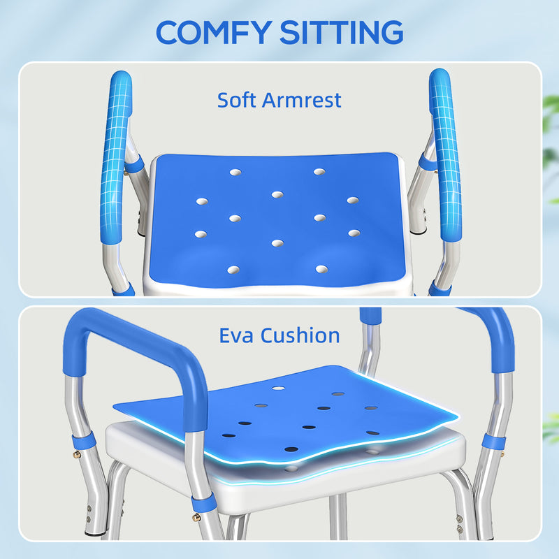 Adjustable Aluminium Bath Seat with Backrest for Elderly or Disabled Support White
