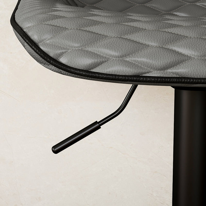 Set of Two Grey Faux Leather Bar Stools with Adjustable Height by HOMCOM