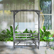 Grey Wooden Garden Arbour Bench with Seat for Climbing Plants and Vines