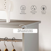 Grey Double Open Wardrobe with Mobile Storage Shelves and 6 Wheels by HOMCOM