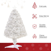 Tree with icons for full look, easy set up, durable material and flame retardant