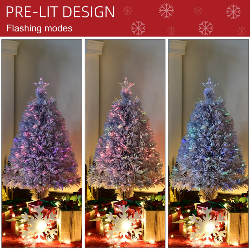Pre-lit design showing three flashing light modes on the tree