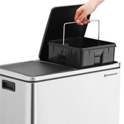Stainless Steel 2 Compartment Recycling and Rubbish Bin with Pedal for Kitchen or Office by Songmics