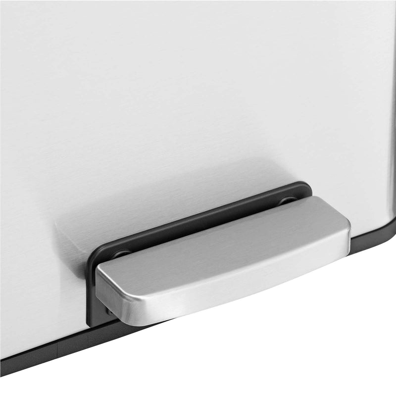 Stainless Steel 2 Compartment Recycling and Rubbish Bin with Pedal for Kitchen or Office by Songmics