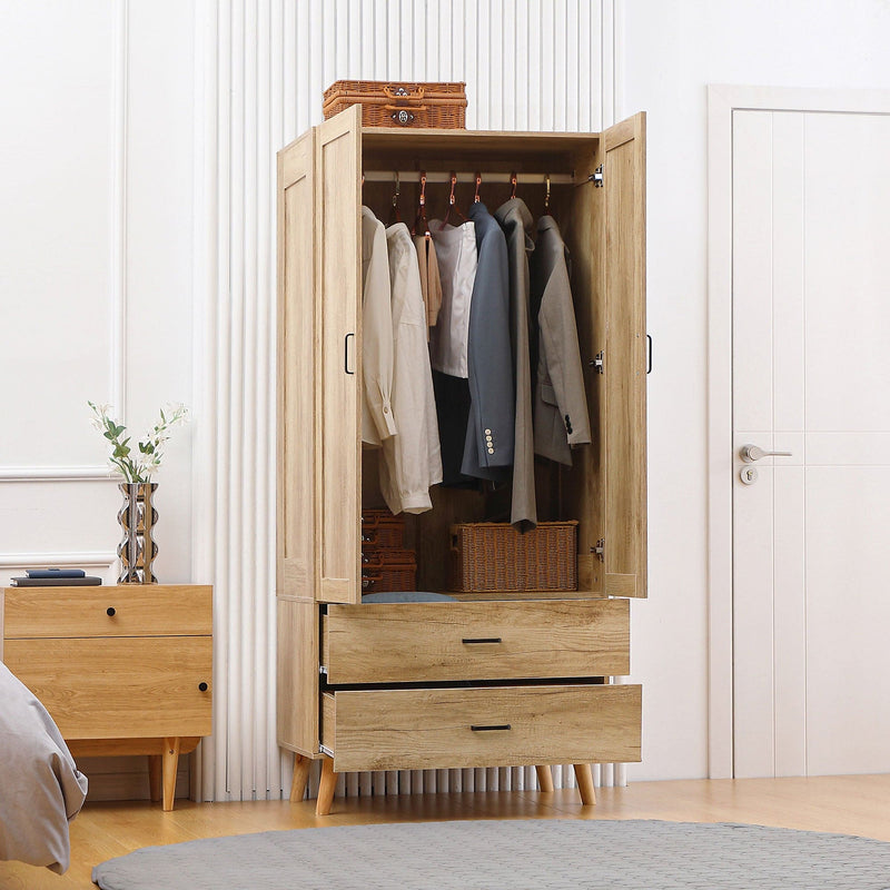 2-Door Wardrobe with Drawers & Rail