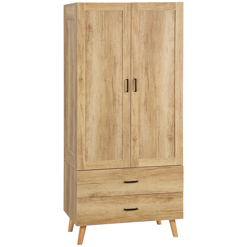 2-Door Wardrobe with Drawers & Rail