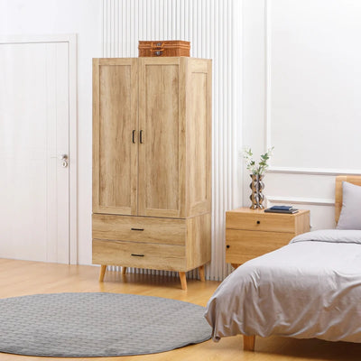 2-Door Wardrobe with Drawers & Rail Homcom