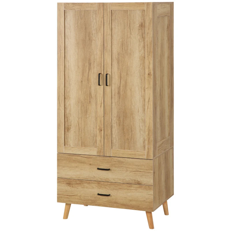 2-Door Wardrobe with Drawers & Rail