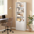 2-Door Tall Bookcase with 4 Shelves & Cupboard, White