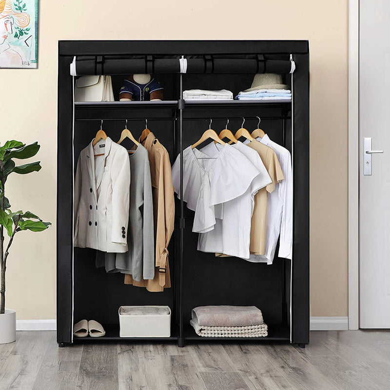 Double Hanging Rail Clothes Wardrobe with Spacious Storage for Bedroom by Songmics