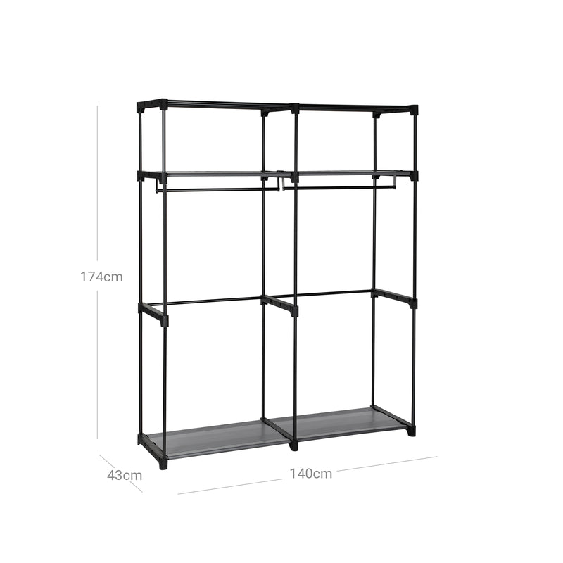 Double Hanging Rail Clothes Wardrobe with Spacious Storage for Bedroom by Songmics