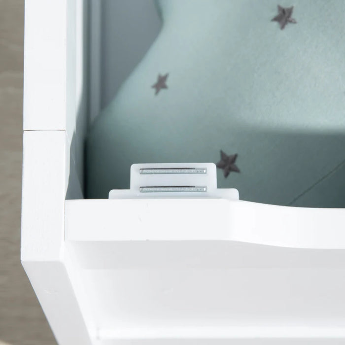 2-IN-1 Wooden Toy Box: Grey, Star & Moon, Safety Rod