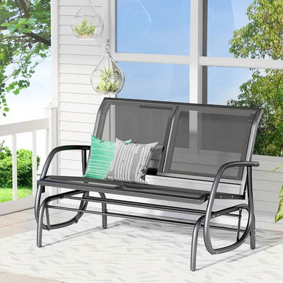 2-Person Garden Glider Bench, Steel Frame Outsunny