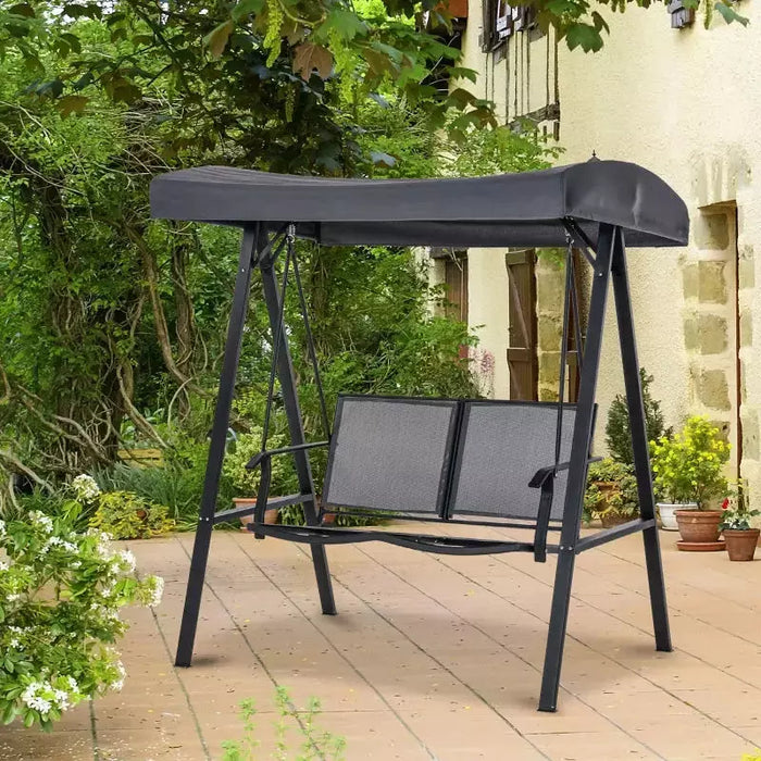 Stylish 2 Seater Garden Swing Chair With Tilting Canopy