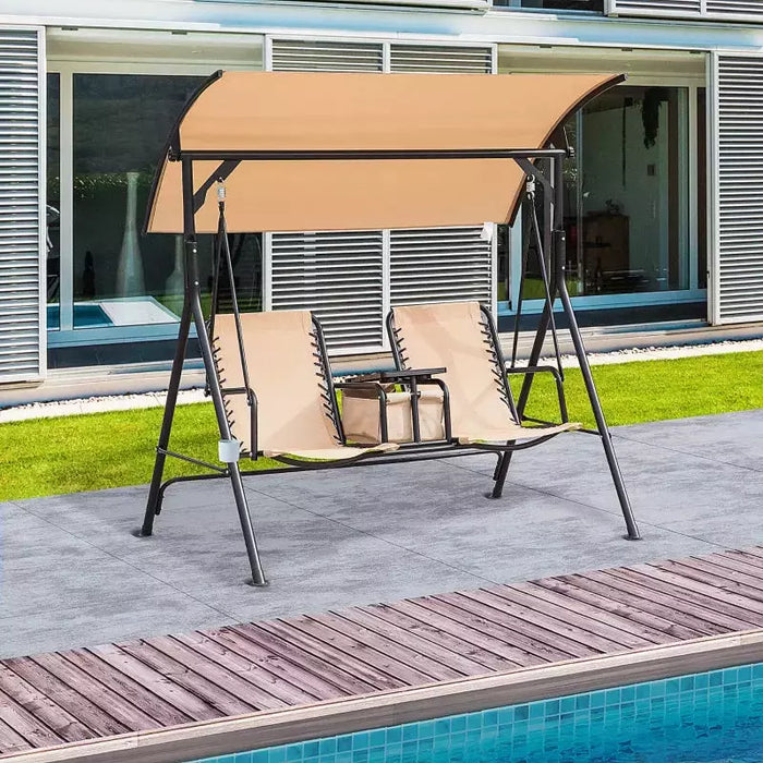 2 Seater Garden Swing Chair With Sun Shade