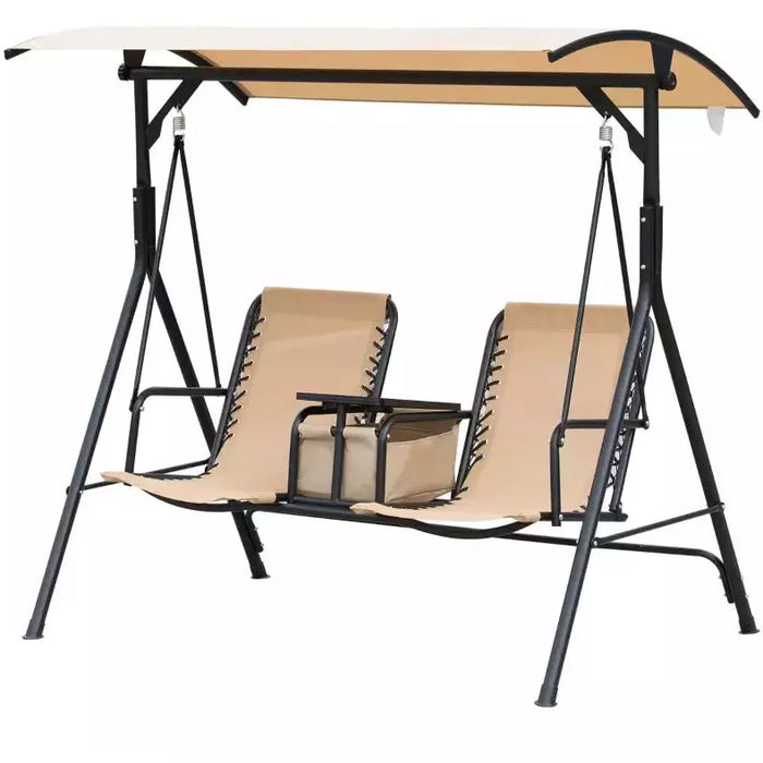 2 Seater Garden Swing Chair With Sun Shade