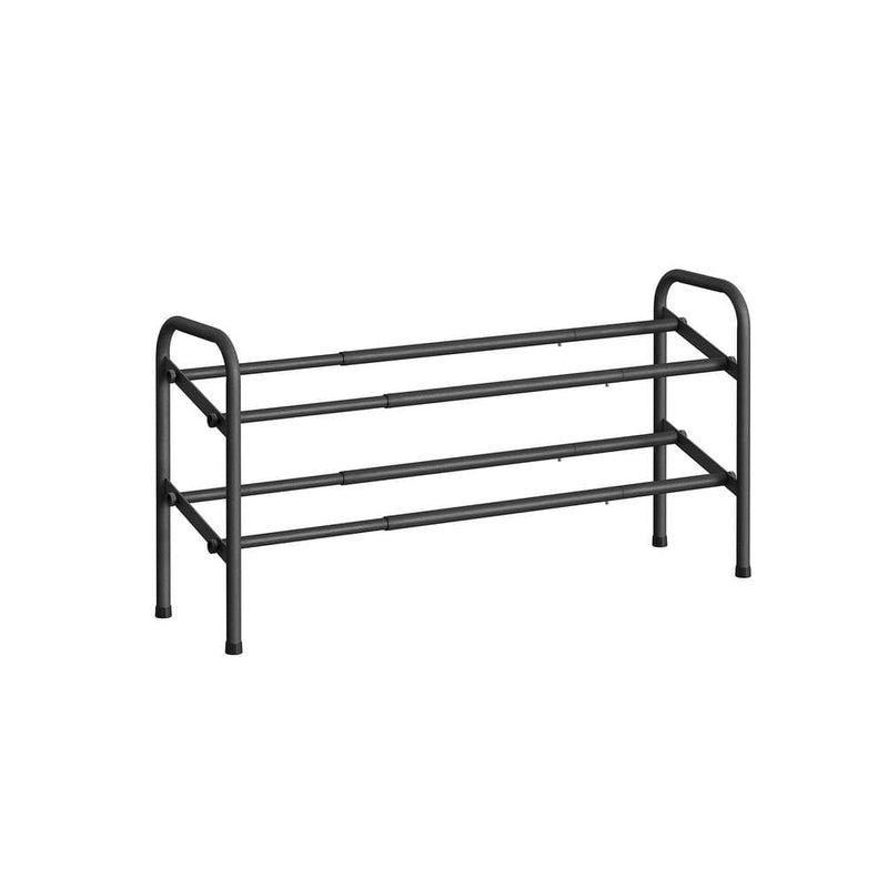 Black 2 Tier Extendable Shoe Rack by Songmics