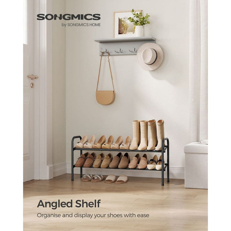 Black 2 Tier Extendable Shoe Rack by Songmics